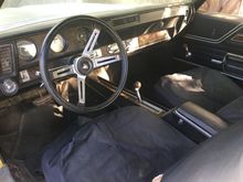 Interior has non original to this car white bucket seats. Radio slide bar is broken off. Rear lower back seat cushion is non original.
Does have rally pac. While driving the brake pedal goes to the floor.