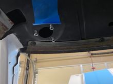 Sample screws and marking with blue tape. The blue tape was moved to the outside roof before headliner installation. 