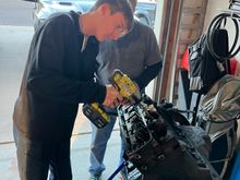 My son and father disassembling the 400. 