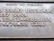 Canadian Build "Body By Fisher" Tag