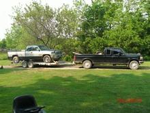 hauling my brothers cummins with my powerstroke