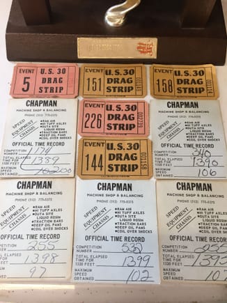 Here are some time slips from the early 70’s when my 70 W31 ran at US 30 Dragstrip.