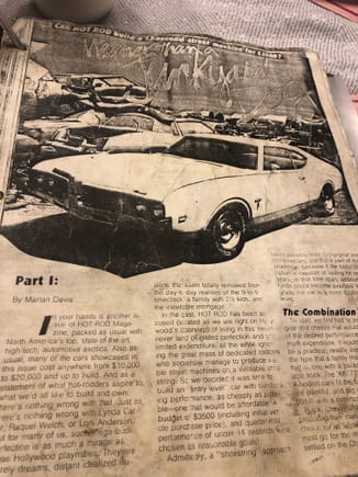 Anyone in readerland remember this article from Hot Rod magazine, October of 1984? This was one of my inspirations for my car build. 