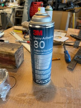 This is the adhesive I used to mount the padding to the metal armrests and the piston covers.  It is specifically made to bond vinyl to metal or plastic.