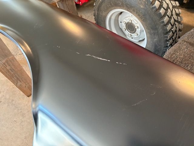 Left side panel had a little damage.  Just a surface scratch in the paint.