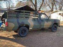 1985 Dodge W350 4X4 cloned to look as close to a M880 as I could. Side rails were modified from some old deuce and a half side rails.