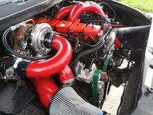 Early Picture.  No Turbo Blankets, Fan, Rad, Batteries... I don't like the air intake in the engine compartment.  Too Hot!