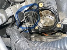 I circled were the plastic tab was hitting the pipe 