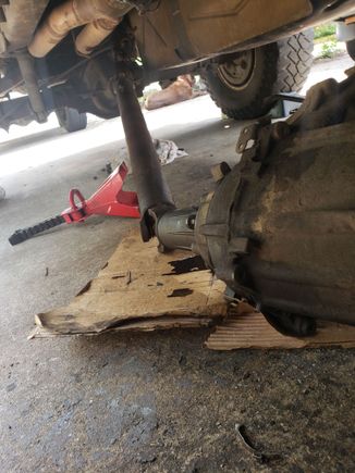 Rear driveshaft hanging on tight.  