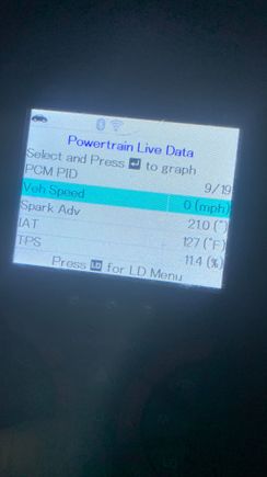 IAT 126 @ 65 degrees F outside. At idle 