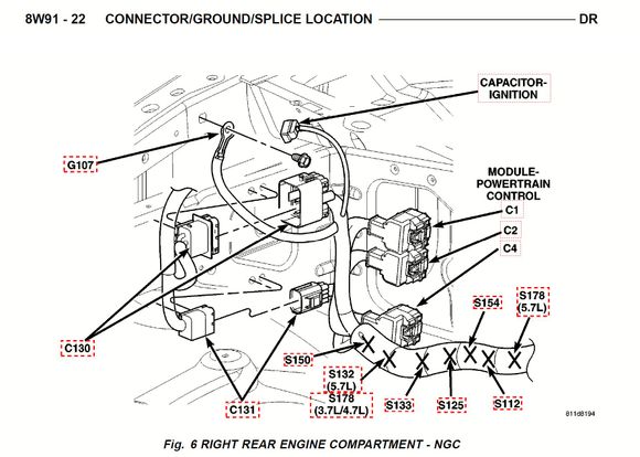 C1 and C2 connector locations