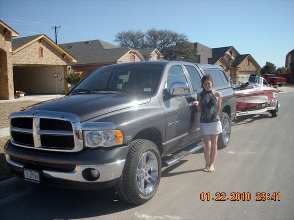 Now with 20s off 09 ram, Flowmaster, K&amp;N, SuperChip, NERF BARS, Chrome accents, and my beautiful wife and NITRO bass boat.