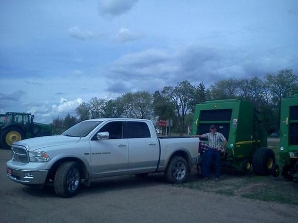 New truck hooking up to a new baler!