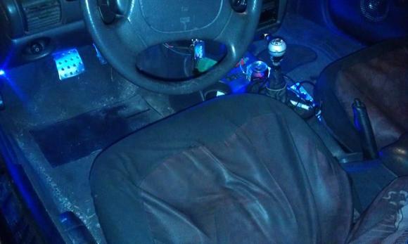 blue led lighting interior