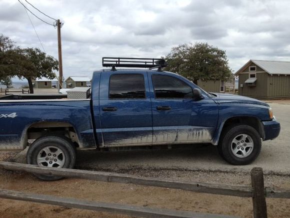 the truck out camping with body lift installed.