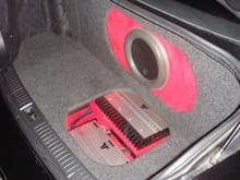 New trunk set up ..........Wall with Red Suede and Red suede in false floor with a red led