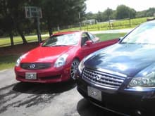 my g35 / sisters m35 .. my license plate was photoshopped..