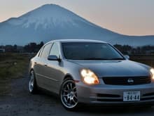 In front of the great Mt. Fuji after a day at the All Female Fuji Speedway Drift Comp on TEIN springs