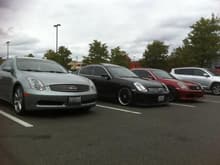 My homie (Silver Coupe) and I (Black Sedan) were eating LnL and some other Sedan parked next to ours.