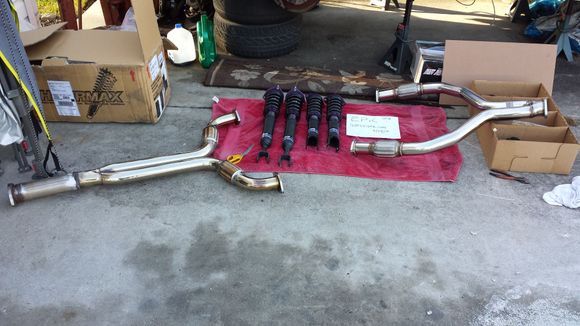 Leftover mid pipe on the left donated it's bends.   Gave me the flexibility (haha pun intended) to put the tips at whatever I need.