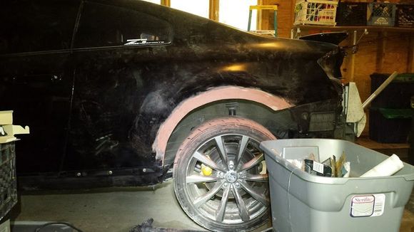 nearly finished bondo work before primer and temporary coating