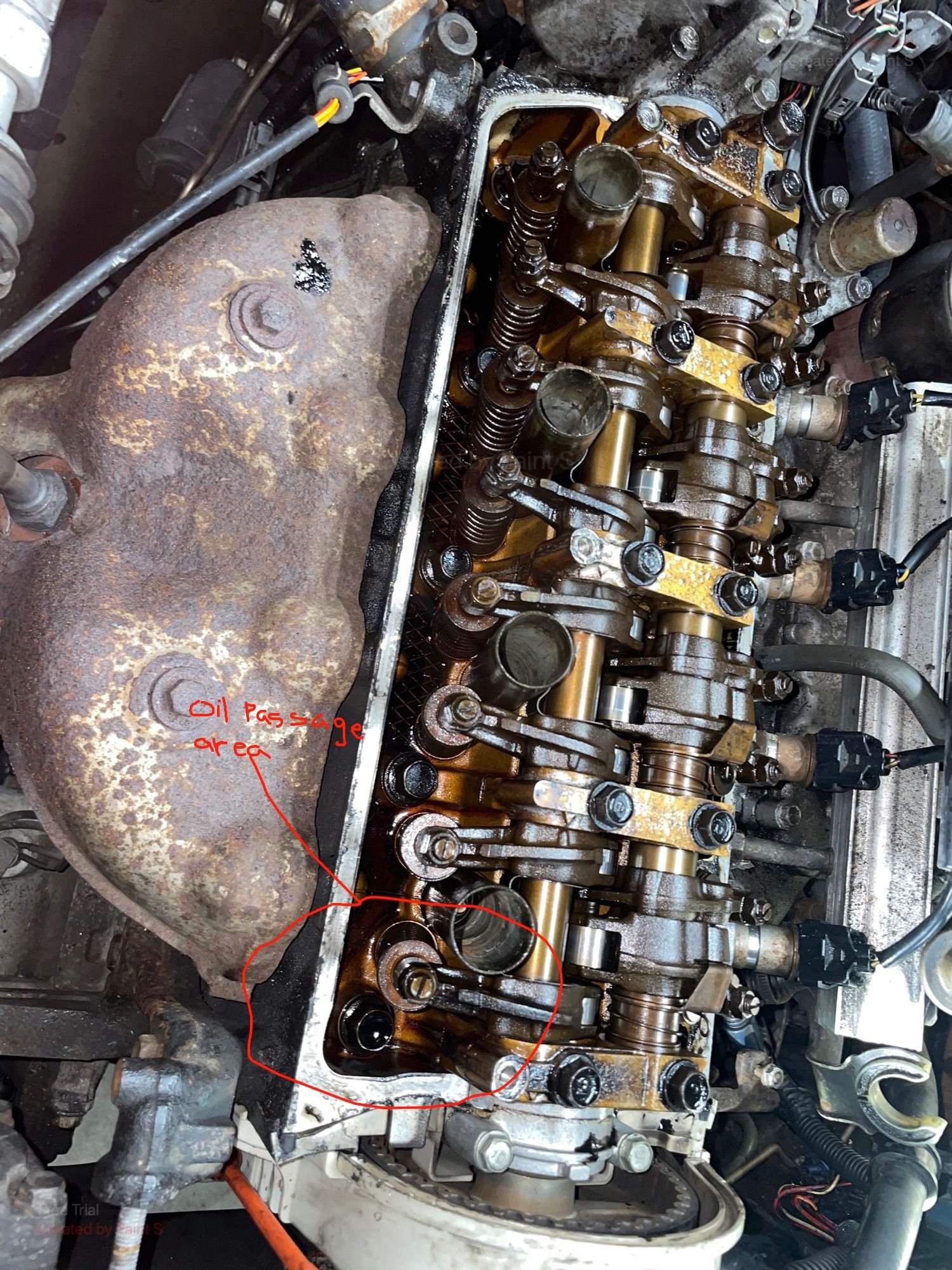 Are of the oil passage that the rubber tip fell in.