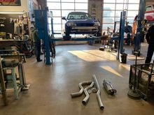 Soeedfactory 3” piping, mishimoto stainless steel band flange/clamp, and a vibrate muffler. 