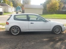 this was my first car, that got stolen i had so much plans but in a heart beat it vanish.JDM D15b vtec turbo stock 8 psi estimation hp as fast as a stock rsx type s.  rim is tenzo r or tenzo r shu