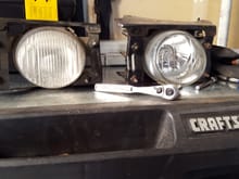 Started working on removing my usdm aux lughts and finally after having ghese edm glass aux lights I decided to put them on. The Edm glass aux lights use H4 bulbs which would be extremely bright with the already H4 Edm headlights. I was just tired of looking at my crackes oxidized aux lights.
