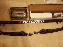 Got a couple new parts, j2 engineering lower control arms with spherical ball bushings and k-tuned traction bar. I'm going to change some things with thw traction bar later because they have a design flaw on how they mount to the lower control arms.