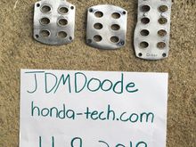 Some random aftermarket pedals. The brand name is “Quest” and they’d need a good sanding. Taken off an EF hatch; may fit others and comes with mounting hardware.
$5