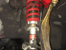 Skunk 2 Coils/Shocks/Upper control arms. Prelude hub, paint didnt hold up like i had hoped, next time powder coat.