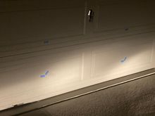 Back up 25' and shoot the low beams.
The higher tape strips = 24"