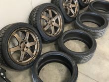 245/40 Falken RT615k's mounted up on my TE's. They look 10x better then the old stretched 205's from before.