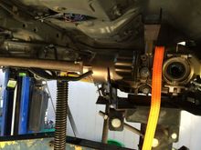 Hard to line it up without the driveshaft...