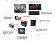 Is there any relation you can think of on why does the temperature and A/C on combination affects voltage and causes the RPM to rise and the clutch to disengage?