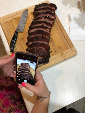 Smoked ribs sliced