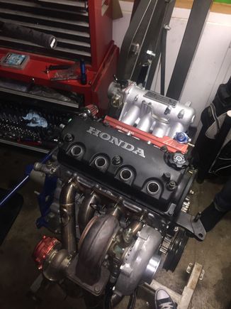 The long block is back together now. I wanted to change out the cam gear so I’m waiting to get one ordered before I put it back in the car.