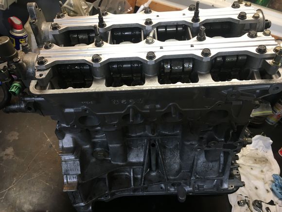 Engine all assembled. Had the block guard taken out of my gsr with ls crank eagle rods and wiseco piston short block and resurfaced got it back yesterday and assembled today