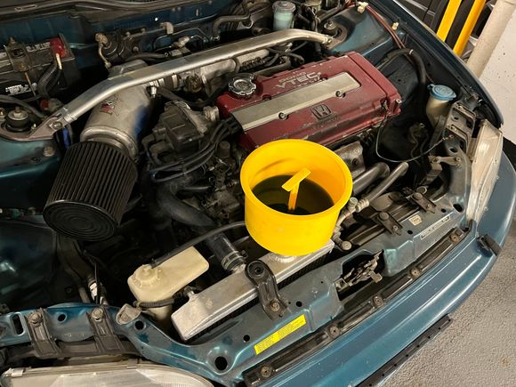 Don! plug in place and about to fill the overflow bottle