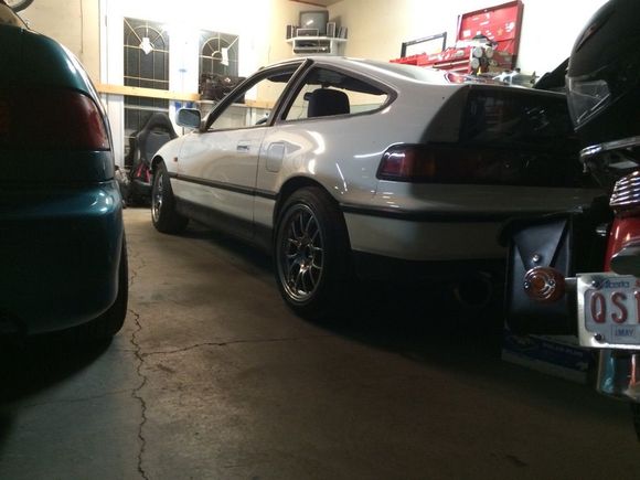Got some tires on clutch bled. Took it for a quick rip around the block and it drove amazingly! Hopefully next time im back it will be getting the remaining glass installed and an allignment and she will be road ready.