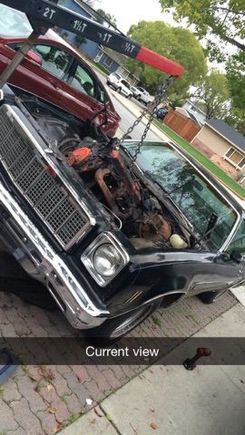 My 1975 Chevelle Malibu Classic. Pulling the engine to install the engine from the GMC.