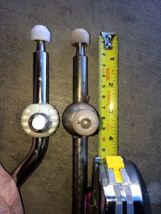 Pretty much the same distance from the bottom of the ball to the end of the bushing.