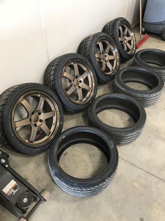 245/40 Falken RT615k's mounted up on my TE's. They look 10x better then the old stretched 205's from before.