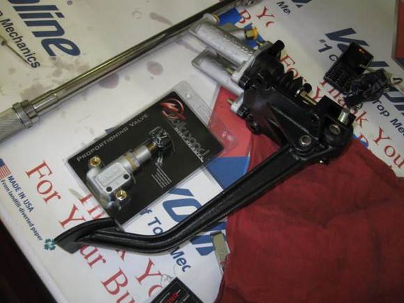 Dual Master under dash set up. With Adjustable prop valve for the rear.