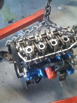 d16a6 on hoist in shop ready for install..