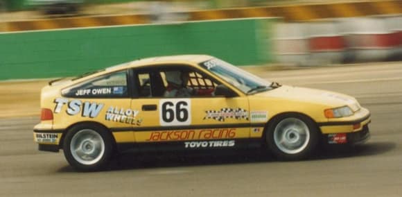 This was my first Racecar when I came to the USA
1988 CRX Si 
I came to the US as Marketing director in 1994 for Jackson Racing.
Oscar Jackson built the very reliable and fast ITA Spec D series engine and I ran it very successfully in ITA for a couple of seasons.Then we used the car to test the very first prototype Jackson Racing Supercharger. It was sooooo fast! Compared to the tame low boost blowers that were eventually released on the market.