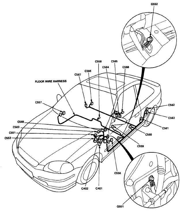 96 Civic Dx Coupe - Floor Harness Pinout Diagram
