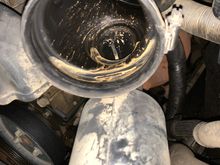 Dried muddy water in air intake - there was some in mass air flow pipe as well. It’s all over this engine. 