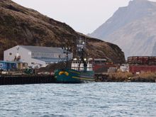 December 2015: Deadliest Catch vessels docked on other side of Dutch Harbor